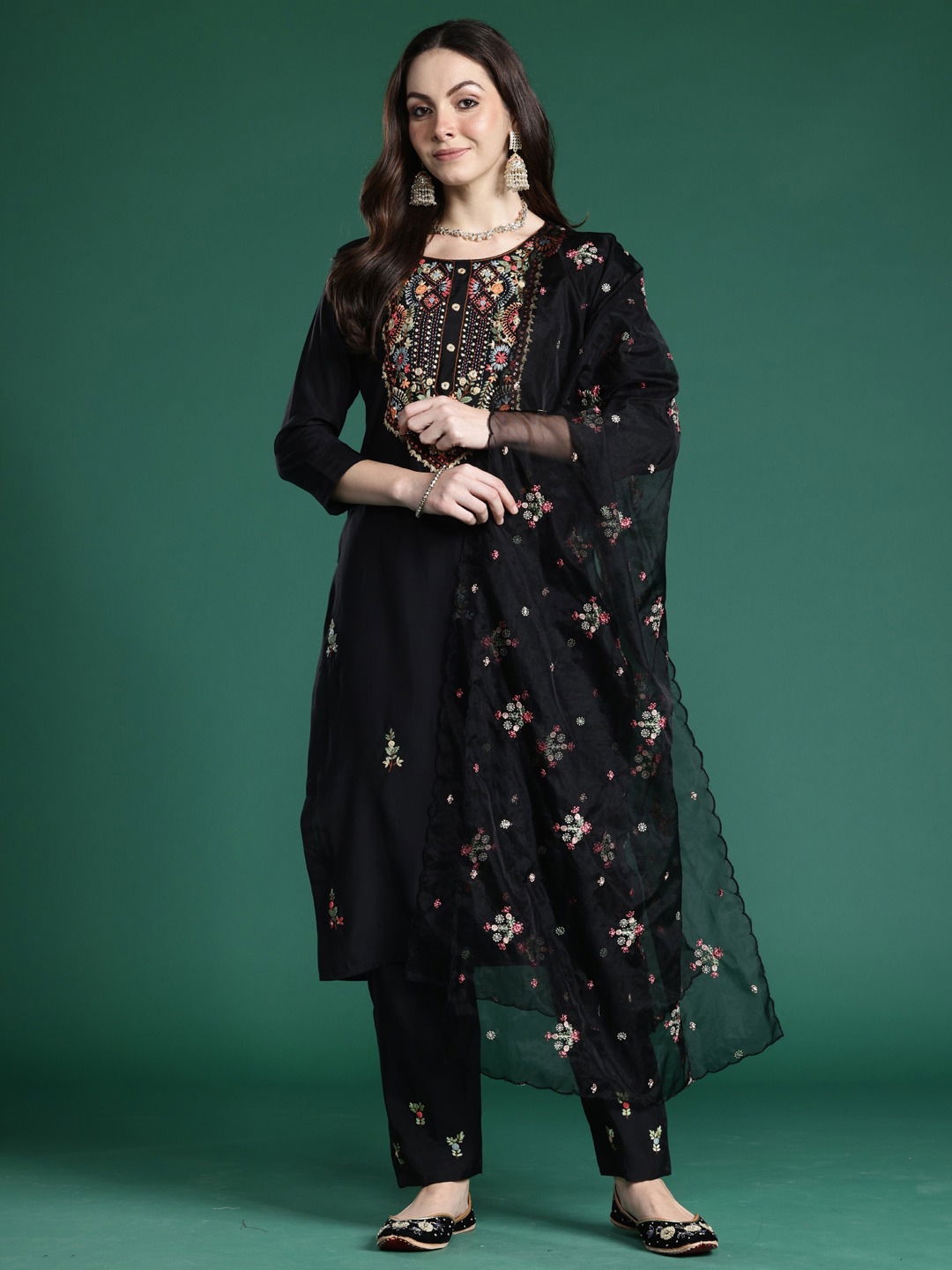 Indo Era 2514 Embroidered Silk Kurti Bottom With Dupatta